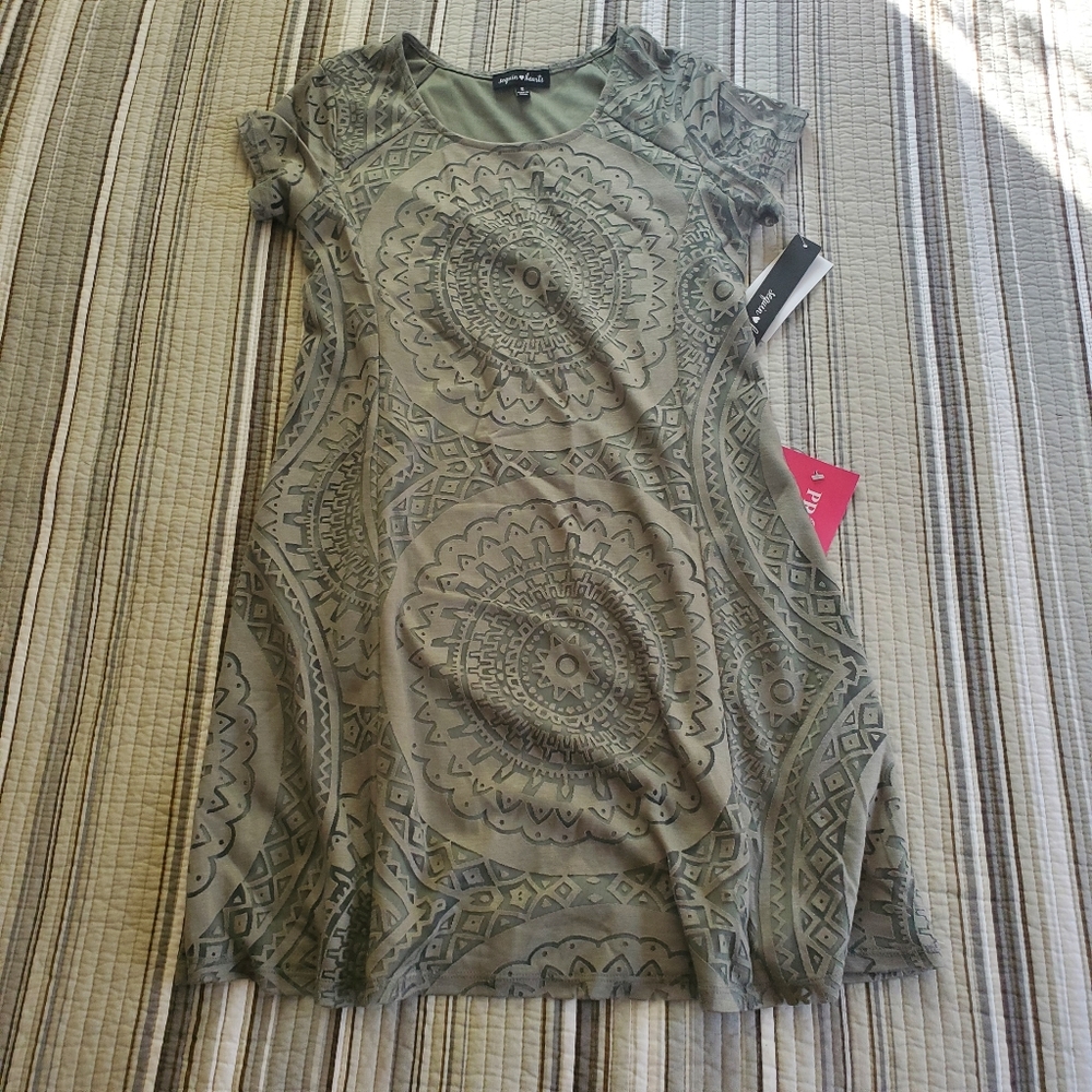 Sequin Hearts Moss Green Mandala Mini Dress